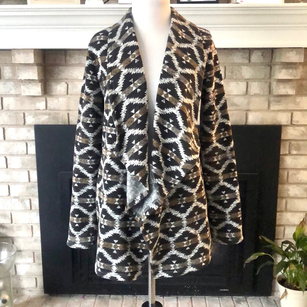 Jack by BB Dakota Open Front Waterfall Lapel Fleece Lined Cardigan size Small